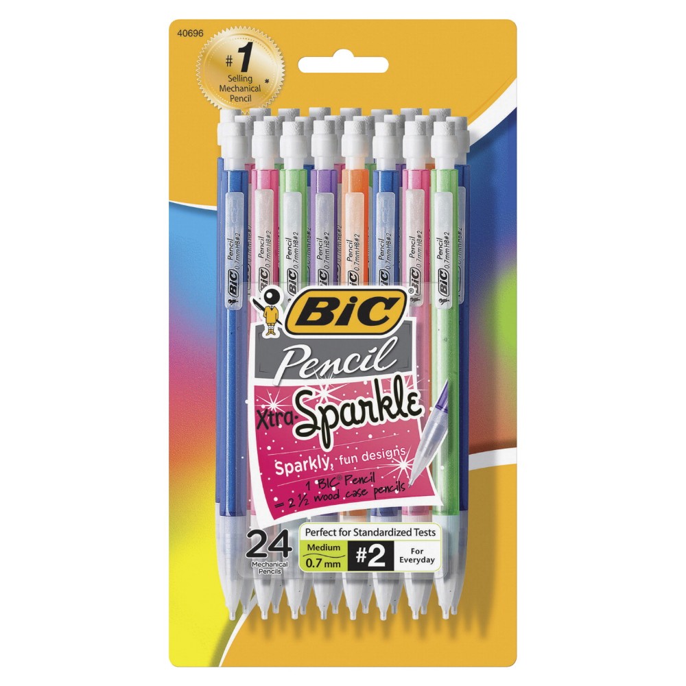 Latex-Free Non-Refillable Mechanical Pencil With Clips, 0.7 Mm Tip, Multiple Color, Pack - 24