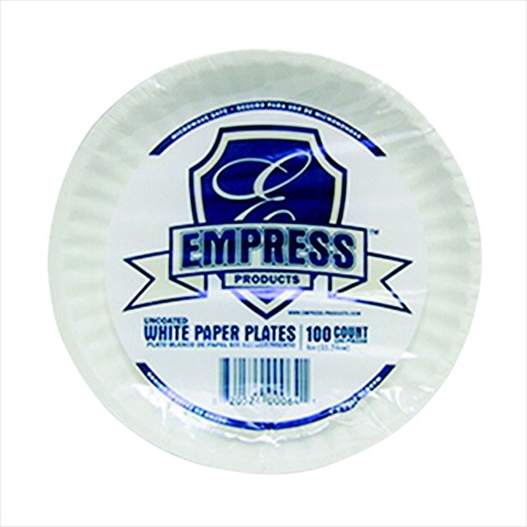 Picture of Empress 1004997 Uncoated Paper Plate- 9 In. - White- Pack 100