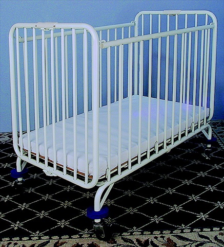Portable Folding Crib - White - Includes Mattress - Durable Metal Design