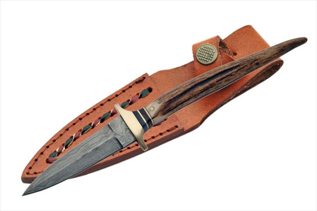 DM1030 Real Damascus Steel Boot Knife