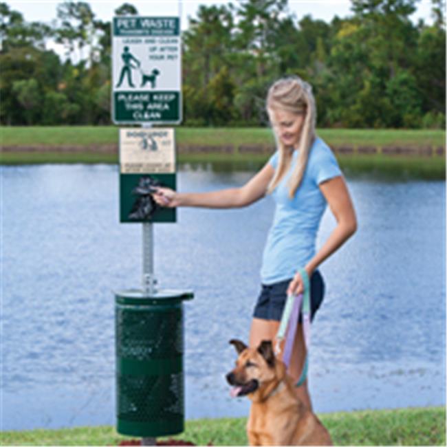 Dogipot 1206A-L Aluminum Trash Can with Lid- Forest Green