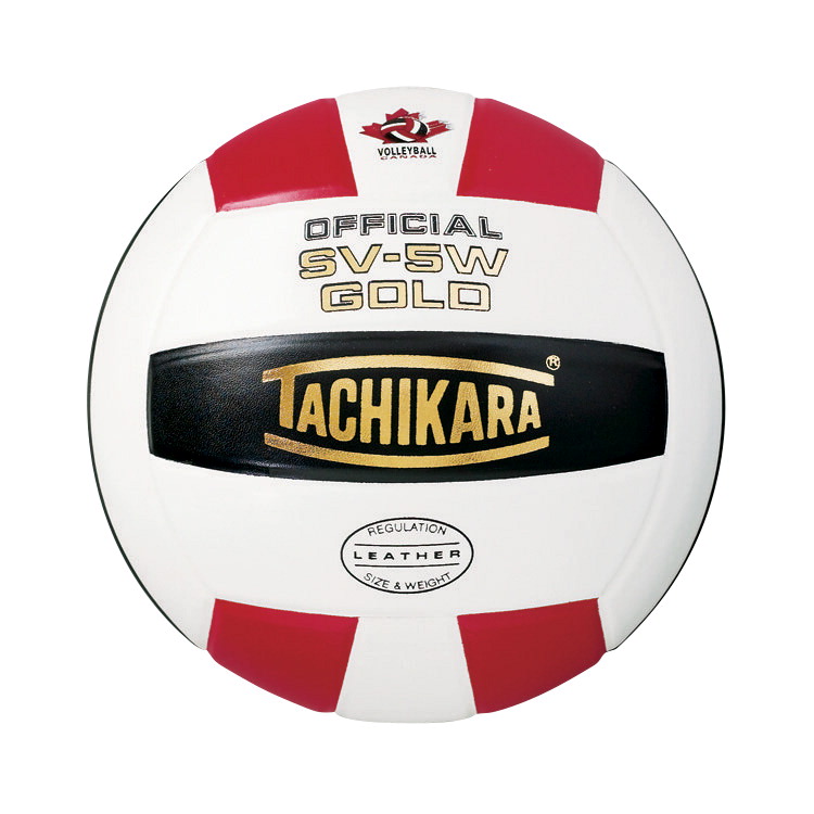Picture of Tachikara 1268454 Sv5W Gold Nfhs Premium Leather Volleyball&#44; Scarlet Red&#44; White & Black