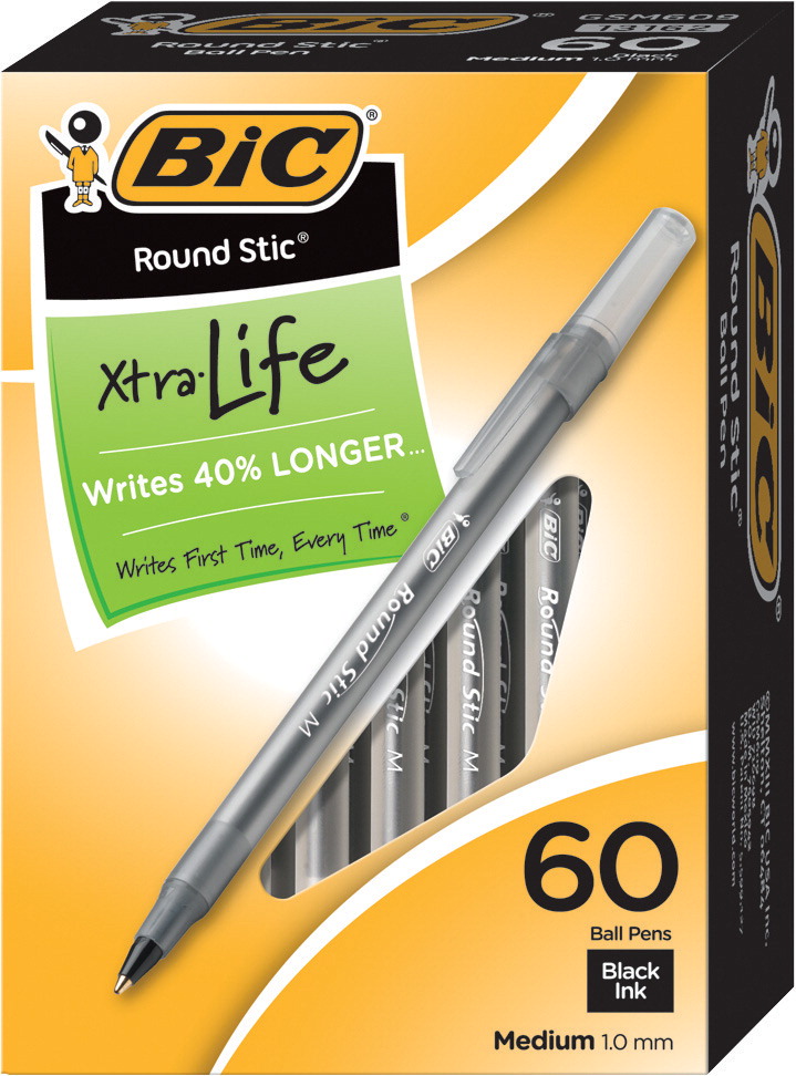 Round Stic Ballpoint Pen, Black Ink, Pack of  60
