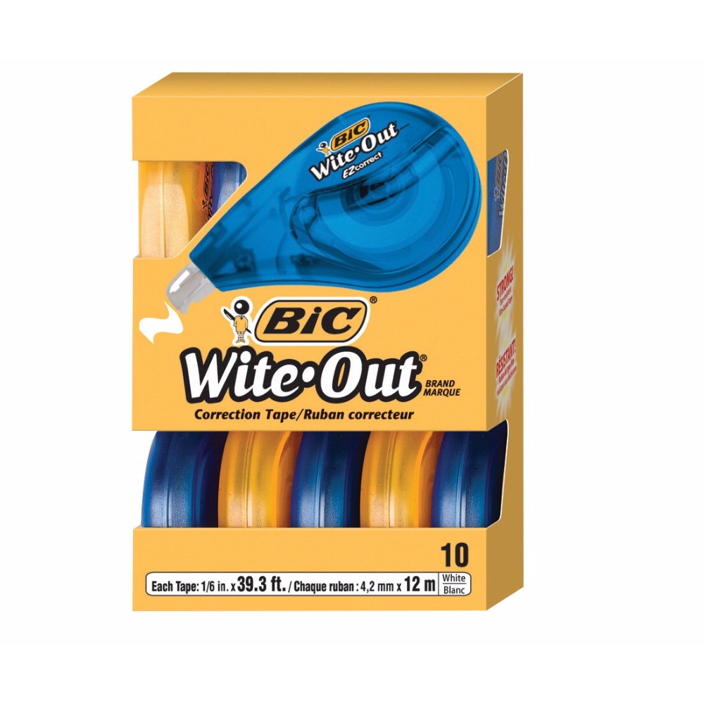Picture of BIC Wite - Out Tear Resistant Translucent Correction Tape- White- Pack of  10