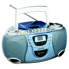 Portable CD-Cassette Media Player- Silver & Blue