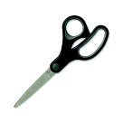 7-Inch Straight Scissors - Full Black - Rubber Handles - Corrosion-Resistant Blades