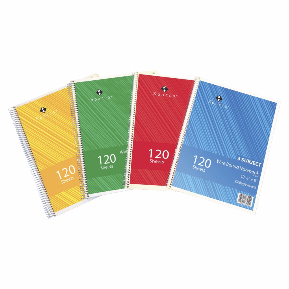 Notebooks Wirebound 3 Subject 10.5 In. X8 In. College Ruled 120Sh