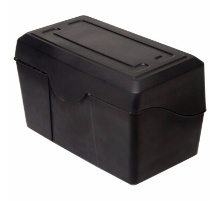Plastic Index Card Box - Black - 5 x 8 In. - Durable Design