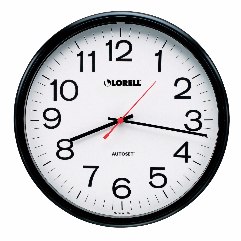13.25 In. Atomic Round Wall Clock With Arabic Numerals, White Dial & Black Frame