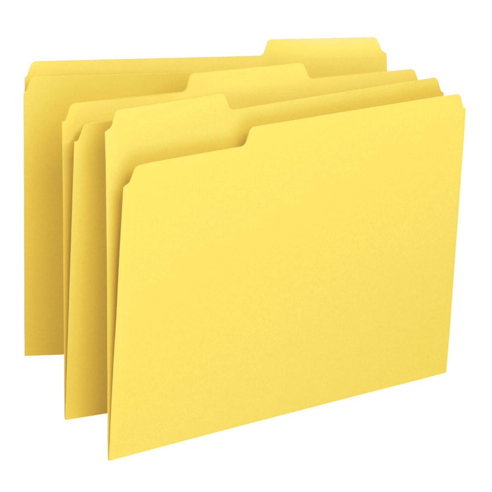 34106 Yellow File Folders - Letter Size - Pack of 100 - Eco-Friendly Material