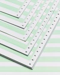 Picture of 12.84 x 11 in. 1-Part Continuous Computer Forms #15 White with .5 In. Green Bar