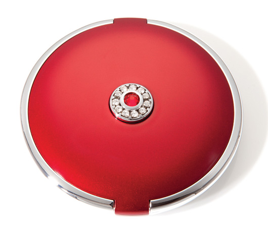 Brandon M-739 7X Normal Rhinestone Small Round Compact, Ruby