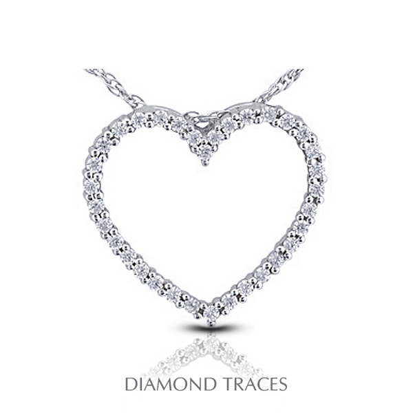 0.66 Carat Total Natural Diamonds 18K White Gold Prong Setting Heart Shape Fashion Pendant