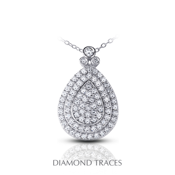 2.01 Carat Total Natural Diamonds 14K White Gold Pave & Bezel Setting Teardrop Fashion Pendant -  Diamond Traces, UD-OS3007-8650