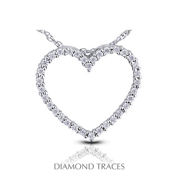 0.66 Carat Total Natural Diamonds 14K White Gold Prong Setting Heart Shape Fashion Pendant