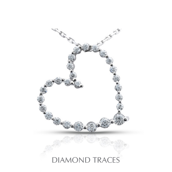 0.61 Carat Total Natural Diamonds 18K White Gold Prong Setting Heart Shape Fashion Pendant