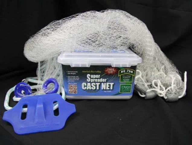 RS750 White Nylon Super Spreader Cast Net 5'x3/8"mesh  3/4 lb wt
