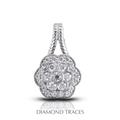 Diamond Traces 1.32 Carat Total Natural Diamonds 14K White Gold Pave & Bezel Setting Flower Shape With Rope Edging Fashi Diamond Traces 1.32 Carat Total Natural Diamonds 14K White Gold Pave & Bezel Setting Flower Shape With Rope Edging Fashi