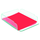Acrylic Letter Size Single Stacking Desk Tray, Clear & Green