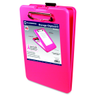 Saunders 9.5 W x 1.5 D x 13.5H in. Low-Profile Clip Design Storage Clipboard With Rubber Grips, Pink
