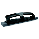 3-Hole Low Force Punch - Black - 12 Sheets - Ergonomic Design