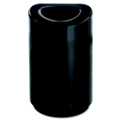 9610BL Oval Open Top Receptacle - Black - 30 Gallon - Durable Steel Construction