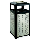 9921BL Evos Side Open Waste Receptacle - Black & Gray - 38 Gallon - Durable Steel Frame
