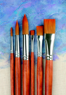 Copper Acrylic Long Wood Handle Paint Brush Set 6