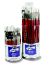 Optimum White Taklon Long Varnished Wood Handle Paint Brush Set- Set - 72