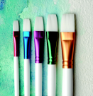 True Flow Flat Spectrum White Taklon Watercolor Paint Brush Set - Assorted Size- White- Set - 5