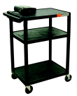 LP AV Table - Black - 24in. x 18in. x 34in. - Adjustable Height - Heavy-Duty Mobility