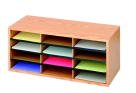 9403MO Corrugated Literature Organizer - Medium Oak - 36 Compartments - 29 W x 12 D x 34.5 H in.