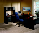38000 Series Single Left Pedestal Steel Desk - Mahogany & Charcoal - 66 W x 30 D x 29.5 H in.