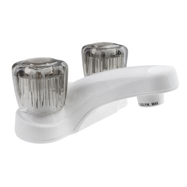 Dura Faucet RV Lavatory Faucet with Smoked Acrylic Knobs, White | Camping World