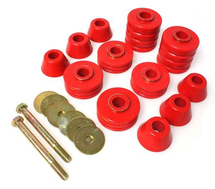 Body Mount Bushings, Red; Polyurethane