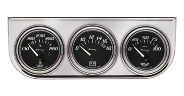 7200 90 Degree Chrome Volt Triple Gauge Kit