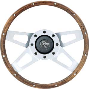 GRANT 405 Wood Challenger Steering Wheels- Silver Satin