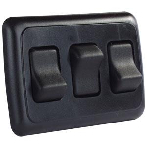 TRIPLE ROCKER SWITCH ASSEMBLY W/BEZEL, BLACK