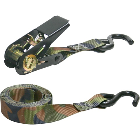 03508V 8 Ft. X 1 In. Ratchet Tie-Down With S-Hooks, Camo, 4 Pack