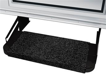 STEPS AND STEP RUGS RV Wrap Around Hook And Spring 18 Inch Width Black Onyx MicroRibbed Textured