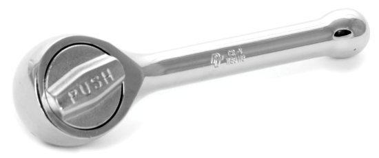 W36113 0.25 in. Drive Round Head Stubby Chrome Ratchet, 3.75 in. Long