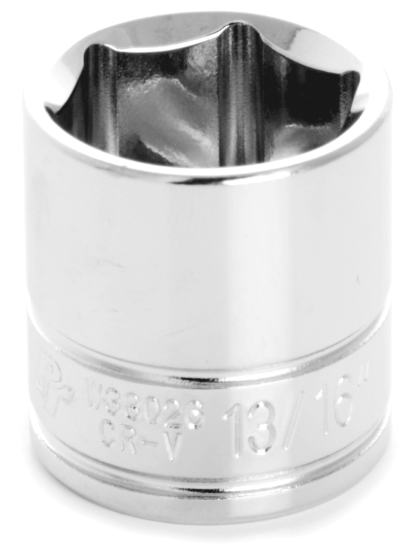 W38026 6 Point Shallow Chrome Socket, 0.37 in.