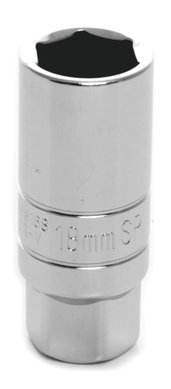 W38168 0.37 in. Drive 18 mm 6 Point Deep Chrome Spark Plug Socket with 22 mm Hex Bolster