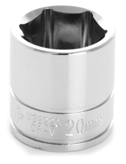 W38220 0.37 in. Drive 6 Point Shallow Chrome Socket, 20 mm