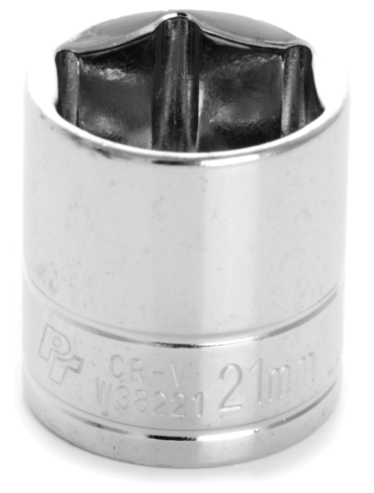 Performance Tool W38221 6-Point Socket, 3/8" Drive, 21mm