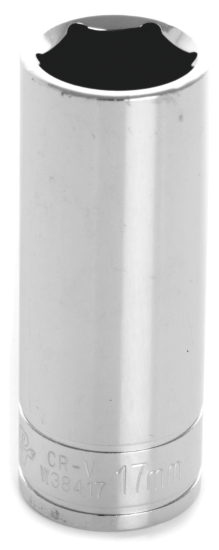W38417 0.37 in. Drive 6 Point Deep Chrome Socket, 17 mm