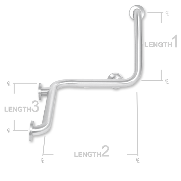 Picture of AJW UG20-L402032R 40 X 20 X 32 In. Concealed Set Screw Flange Right Grab Bar - Configuration L