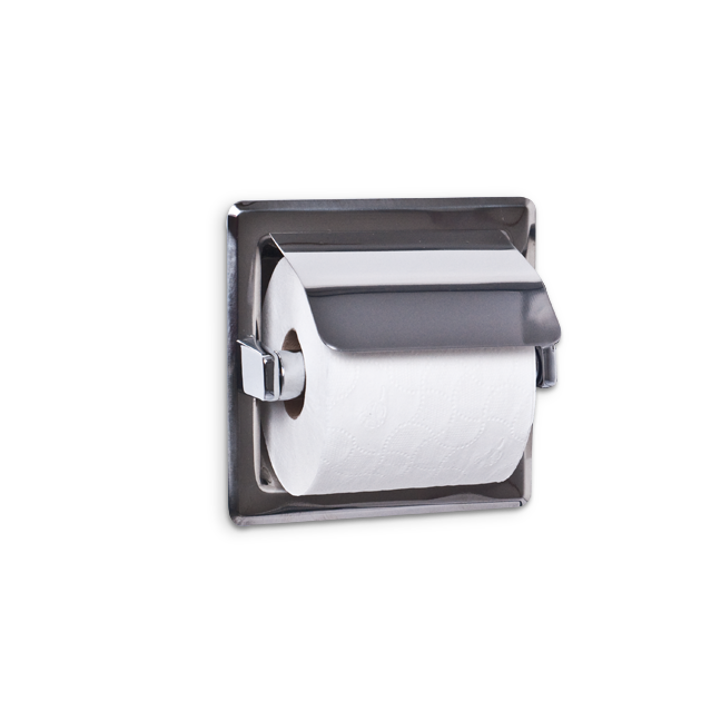 Picture of AJW UX71-BF Single Bright Hooded Toilet Tissue Dispenser - Recessed
