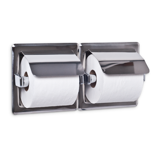 Picture of AJW UX76-SF Dual Satin Hooded Toilet Tissue Dispenser - Recessed