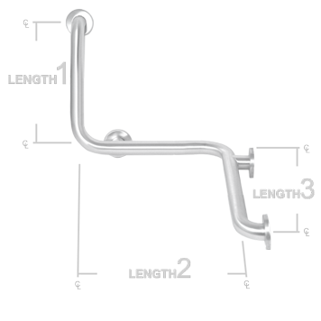 Picture of AJW UG120-L402032L 40 X 20 X 32 In. Exposed Flange&#44; 1.25 In. Diameter Grab Bar - Configuration L